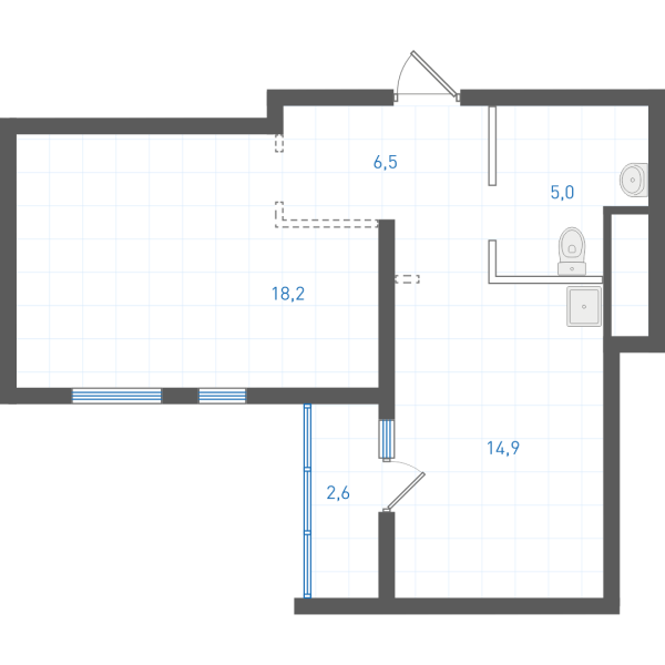 1 комнатная № 1.3.6.12