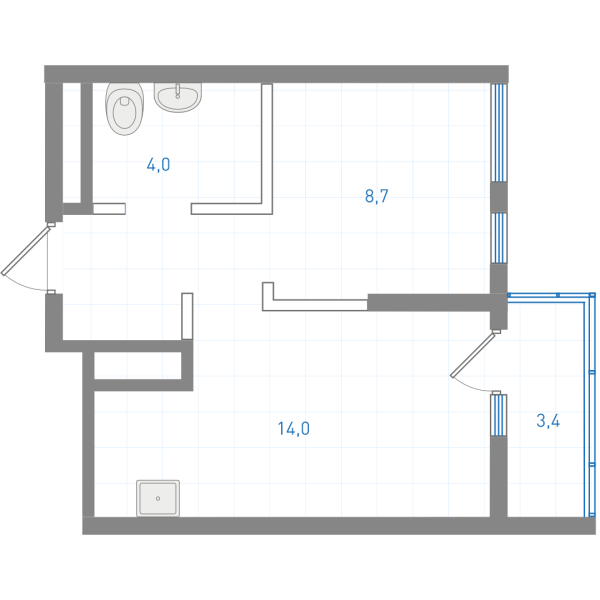 1 комнатная № 1.6.2.2