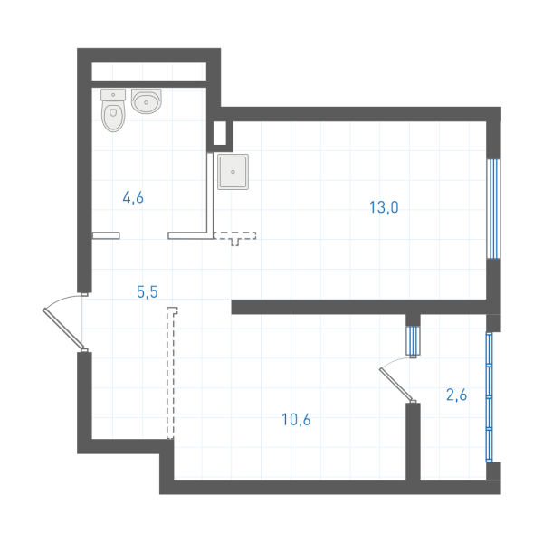 1 комнатная № 3.1.2.2