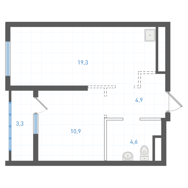 1 комнатная № 3.1.9.5