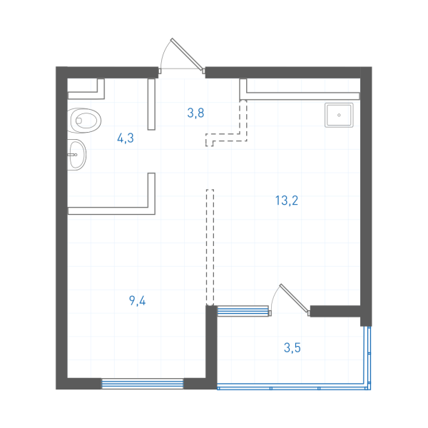 1 комнатная № 1.2.2.11