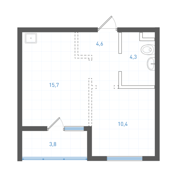 1 комнатная № 1.2.3.3