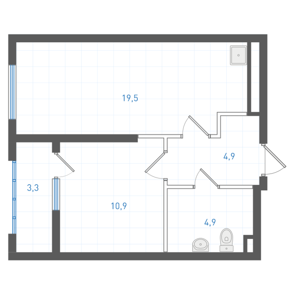 1 комнатная № 1.1.9.2