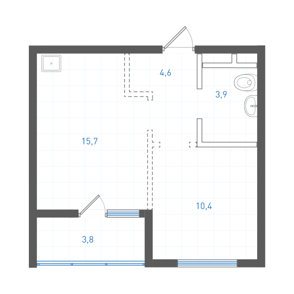 1 комнатная № 1.2.3.15