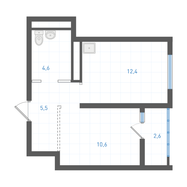 1 комнатная № 3.1.2.7