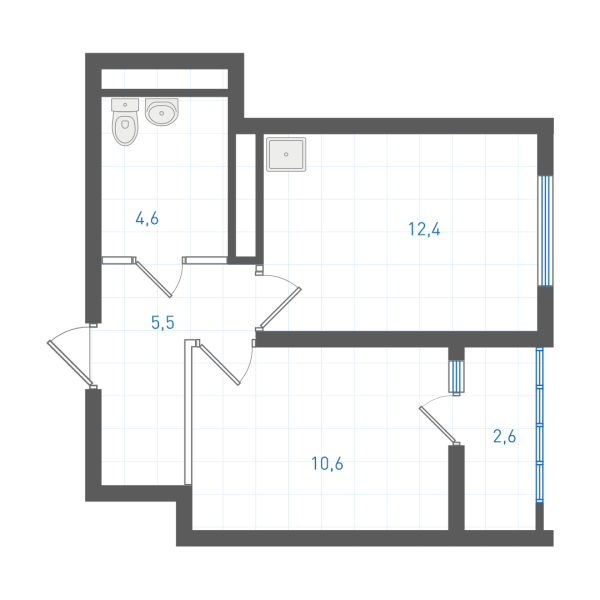1 комнатная № 1.1.2.5