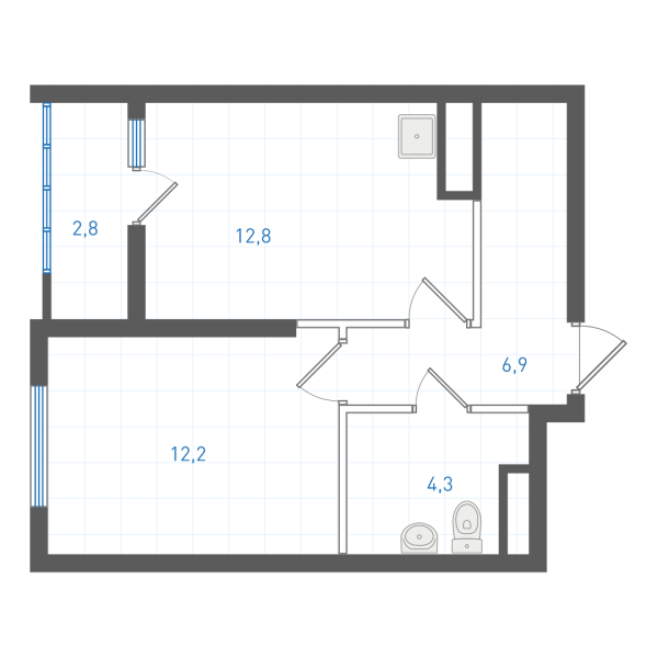 1 комнатная № 1.1.8.7