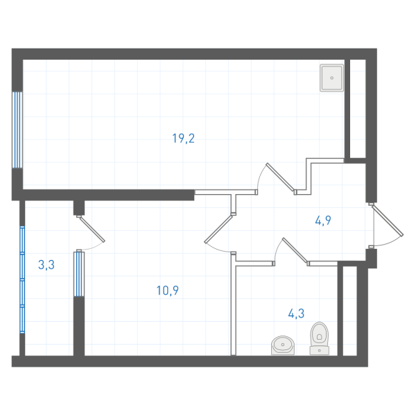 1 комнатная № 1.1.9.15